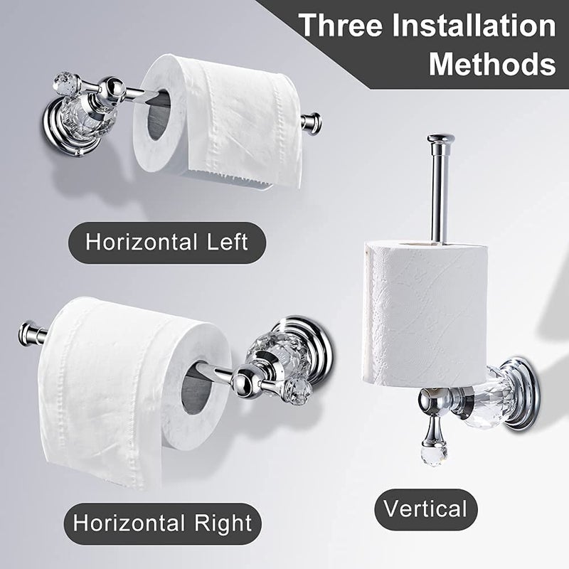 BATHSIR Crystal Toilet Paper Holder, SilverToilet Roll Holder Modern Bathroom Accessories Zinc Alloy Tissue Hanger Wall Mounted - Image 5